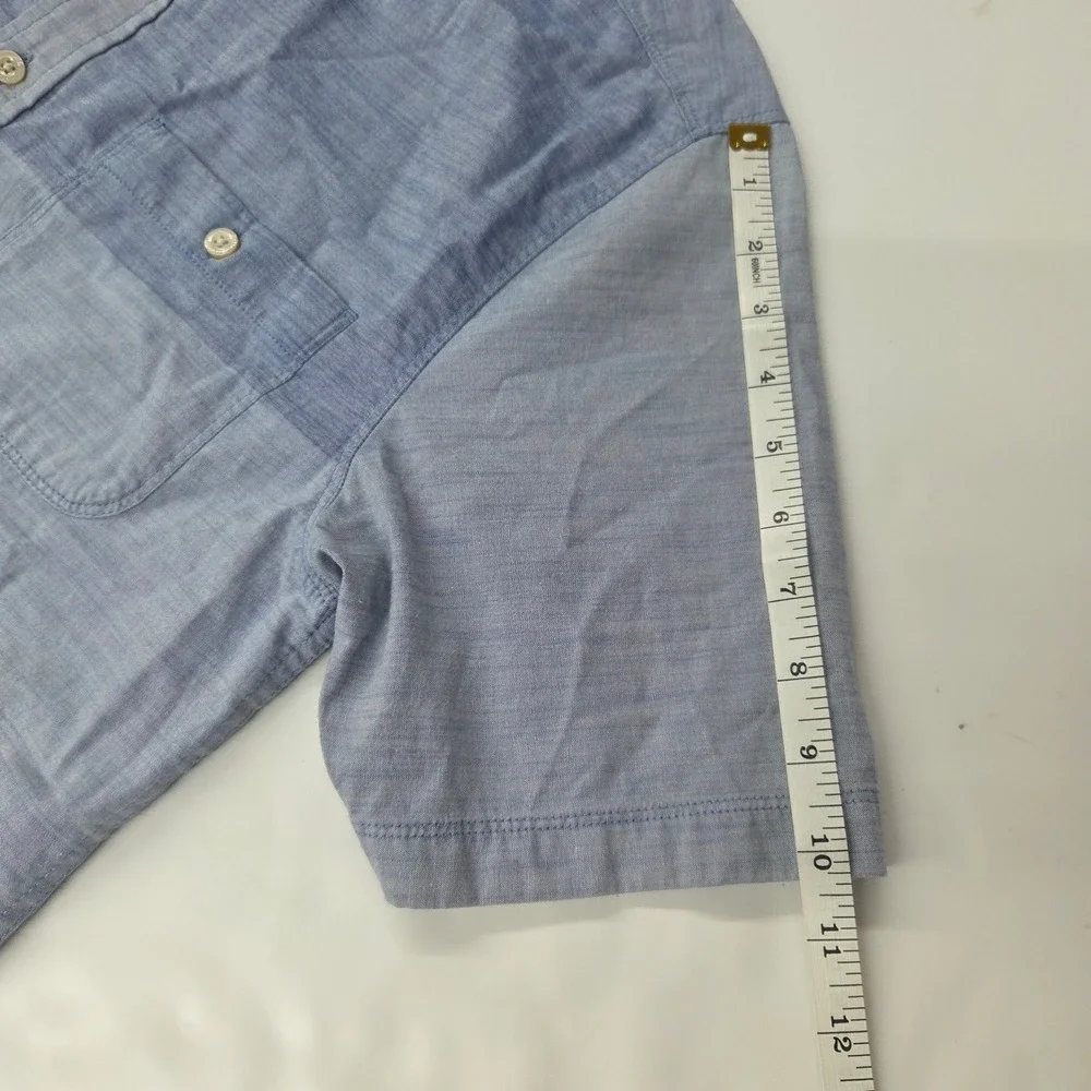 The North Face Button Down Shirt Men Small Blue Colorblock Short Sleeve Chambray